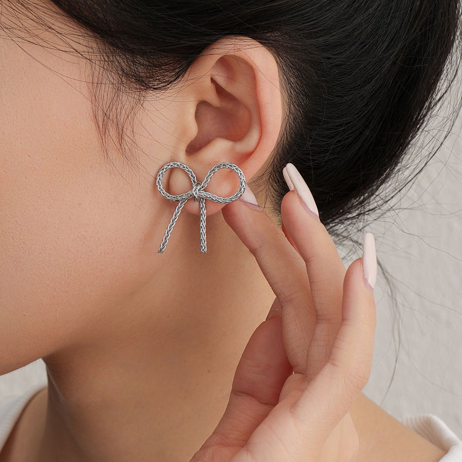 Silver Whisper Bow Earrings