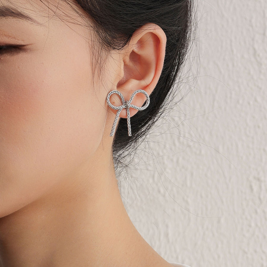 Silver Whisper Bow Earrings