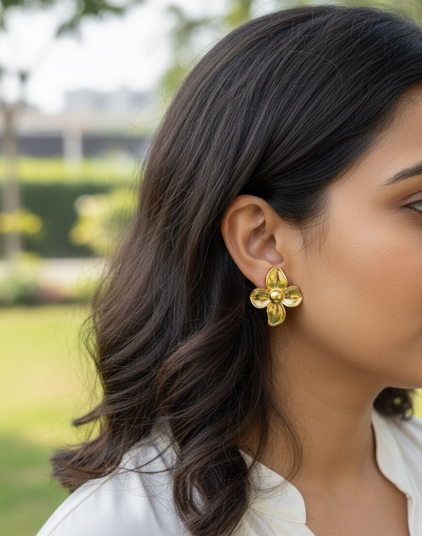 Golden Blossom Stud Earrings