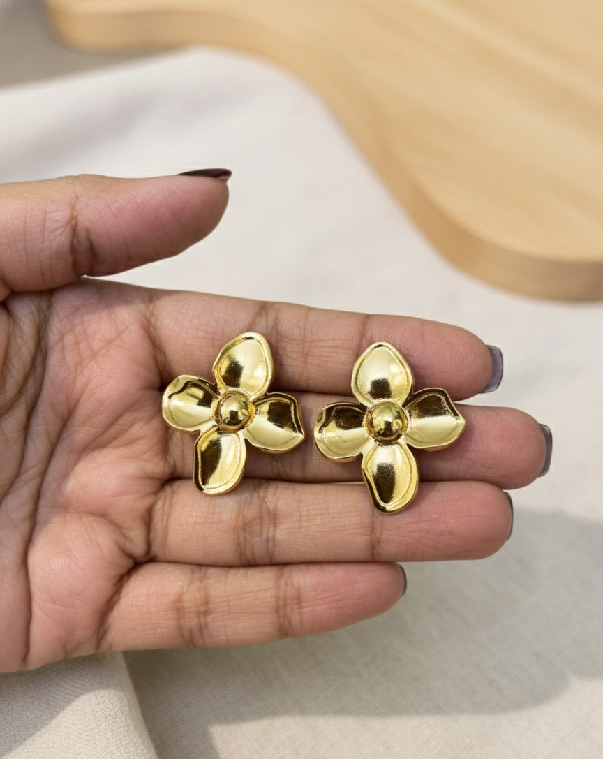 Golden Blossom Stud Earrings