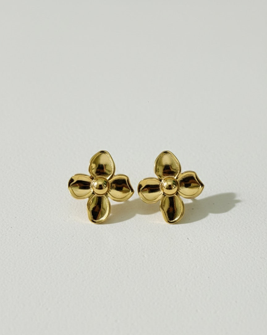 Golden Blossom Stud Earrings