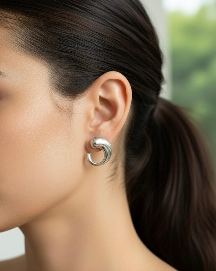 Silver Curl Studs