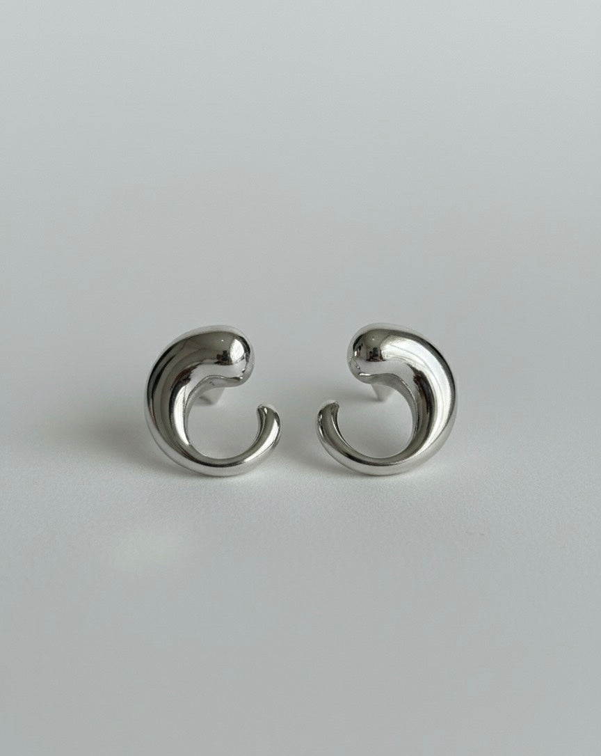 Silver Curl Studs