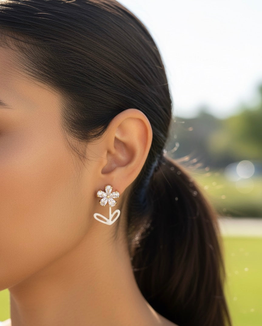 Crystal Daisy Drop Earrings
