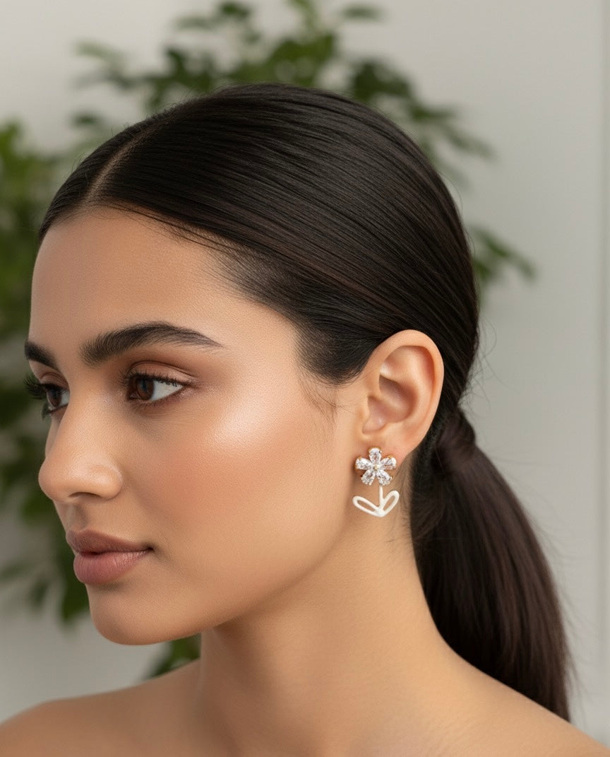 Crystal Daisy Drop Earrings