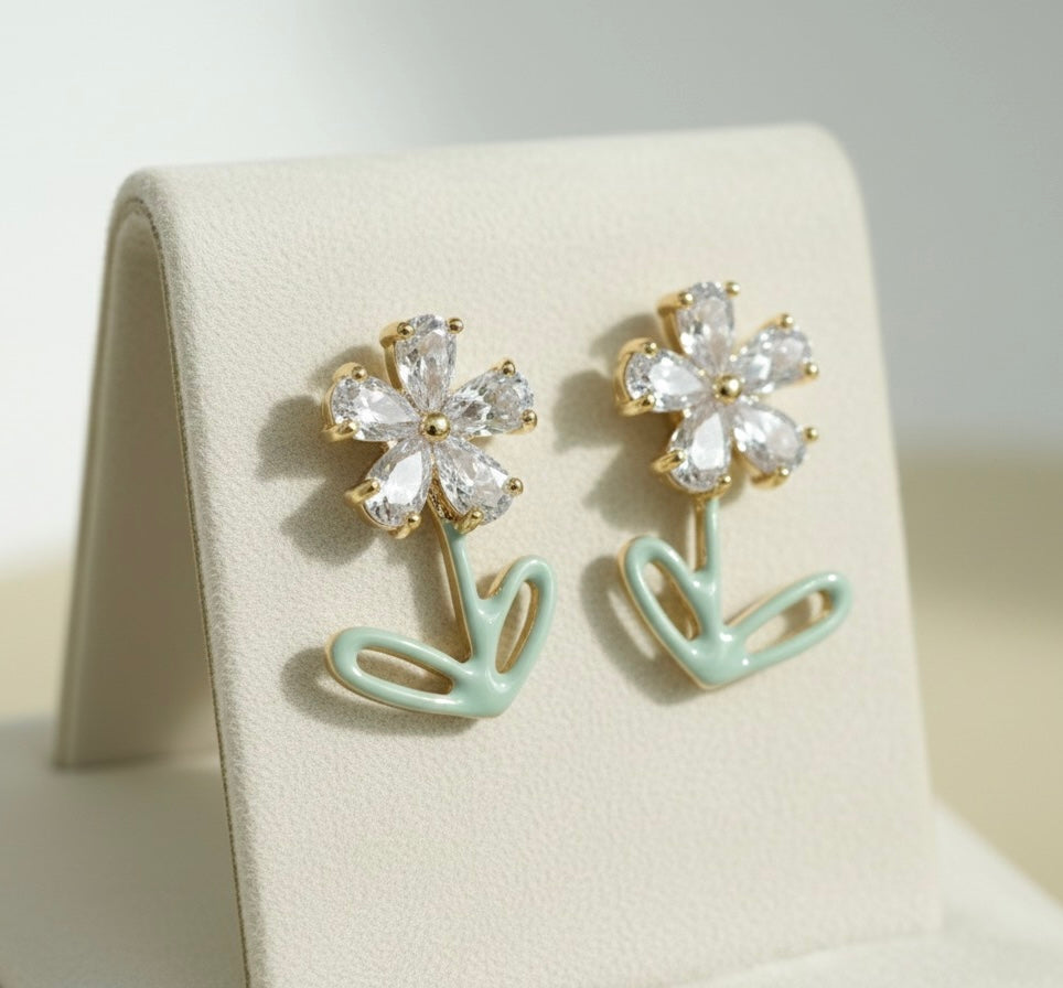 Crystal Daisy Drop Earrings