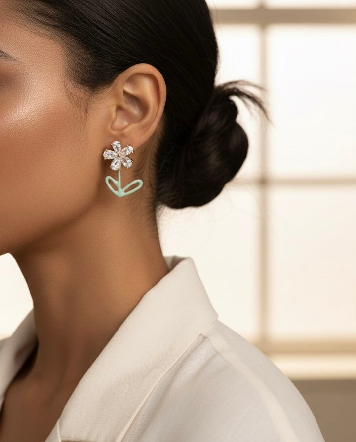 Crystal Daisy Drop Earrings